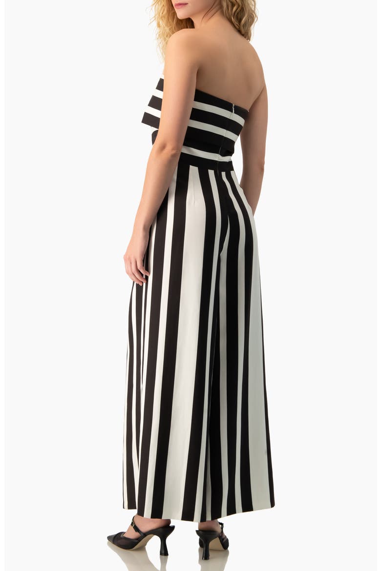 High-Contrast Stripe Strapless Formal Maxi Gown, Alternate, color, Black