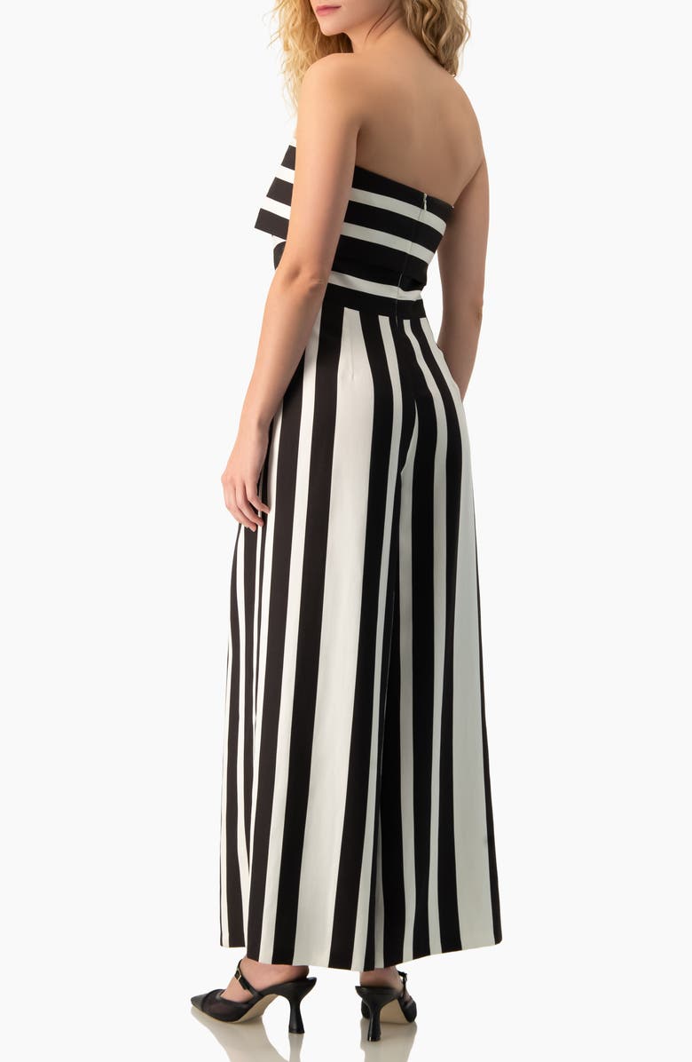 IVONNE High-Contrast Stripe Strapless Formal Maxi Gown, Alternate, color, Black