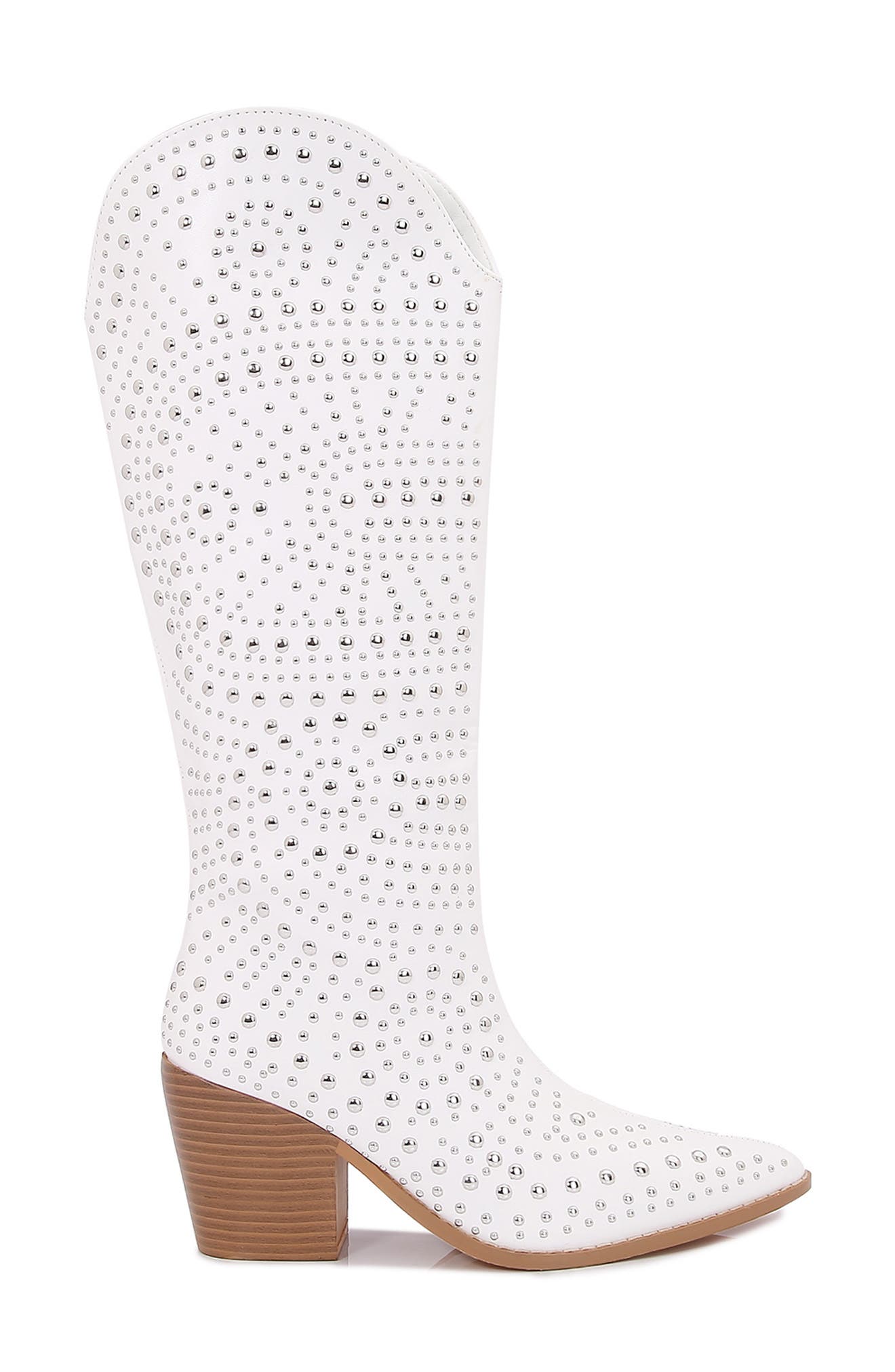 Jesse Studded Western Boot, Alternate, color, WHITE