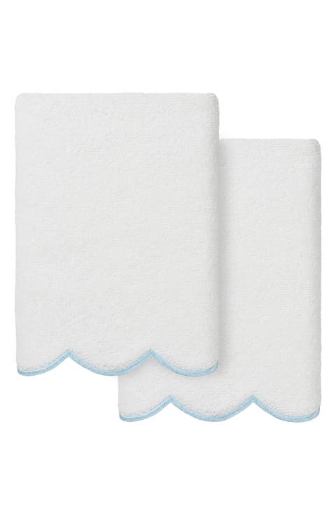 Adornia Scallop Set of 2 Hand Towels