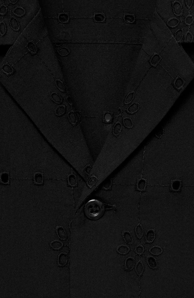 MANGO Cotton Broderie Anglaise Button-Up Shirt, Alternate, color, Black