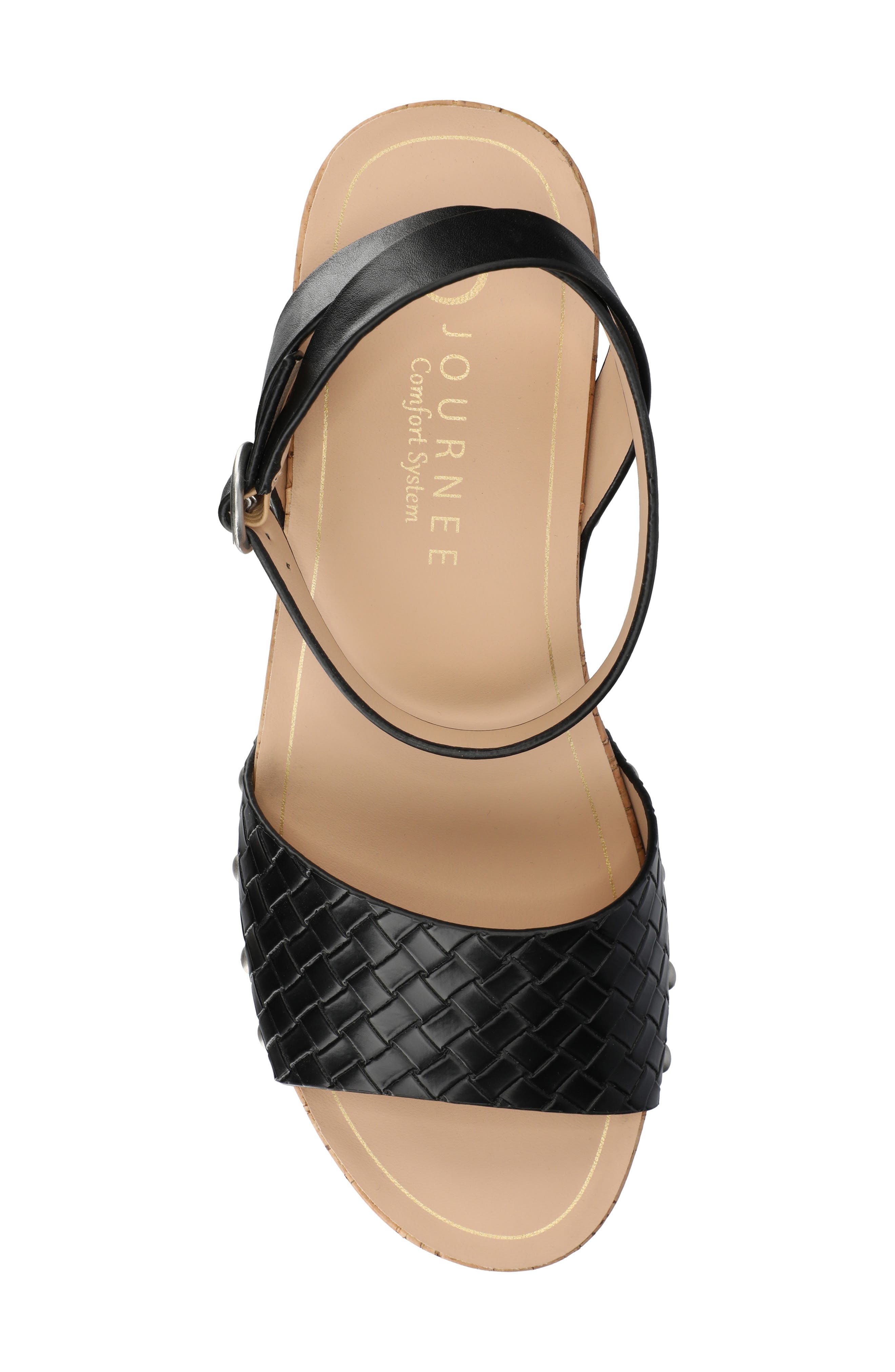 Journee Collection Vanessa Block Heel Platform Sandal, Alternate, color, Black Woven
