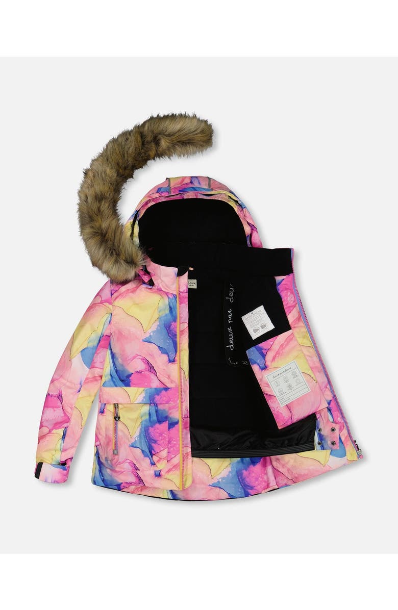 Deux par Deux Little Girl's Two Piece Snowsuit Printed Multicolor And Blue Vintage, Alternate, color, 