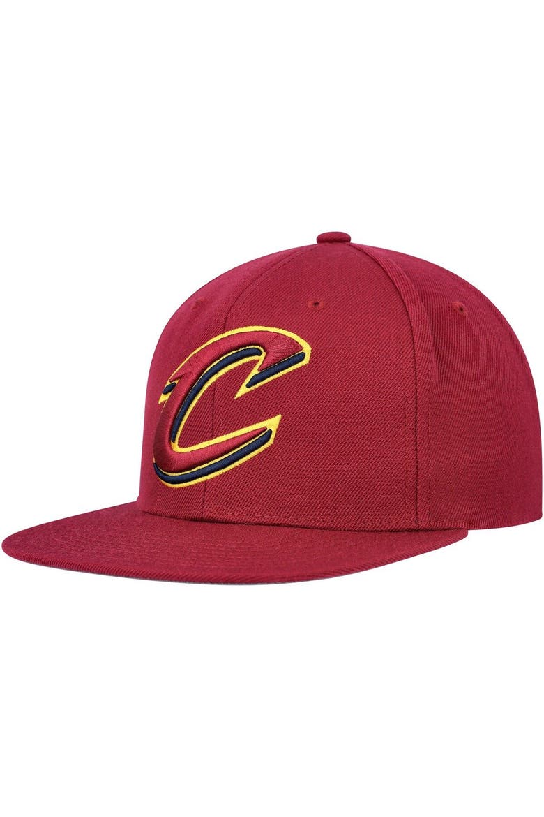 Men's Mitchell & Ness Burgundy Cleveland Cavaliers Ground 2.0 Snapback Hat, Main, color, Burgundy
