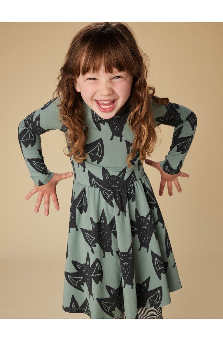Tea Collection Printed Ballet Dress, Alternate, color, Fly By Night Bats