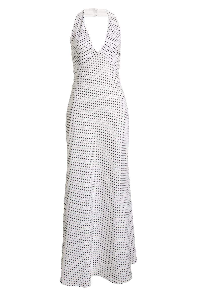 Delilah Linen Halter Maxi Dress, Alternate, color, ECLIPSE DOT