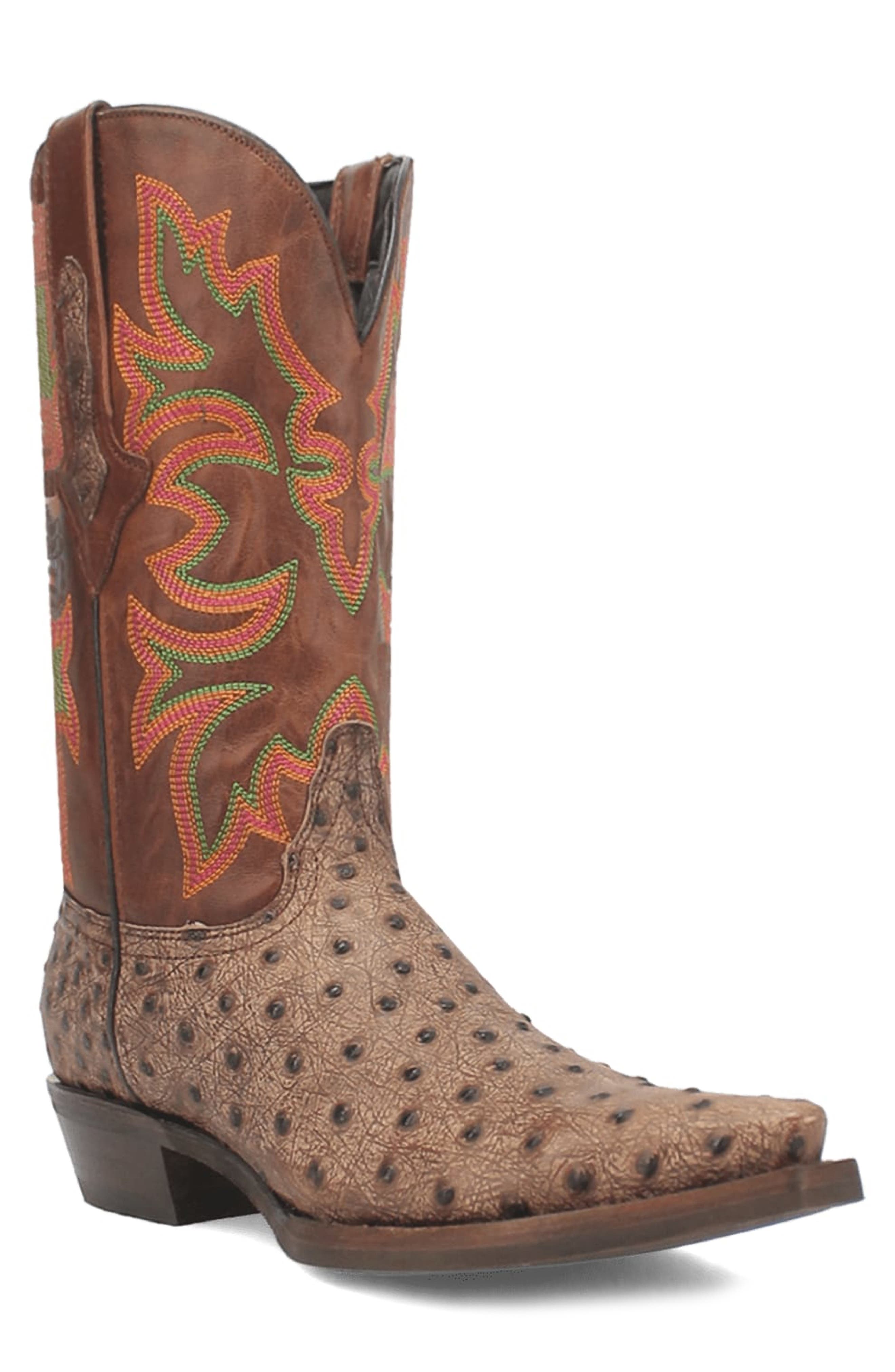 Outlaw Ostrich Embossed Cowboy Boot, Main, color, CEMENT
