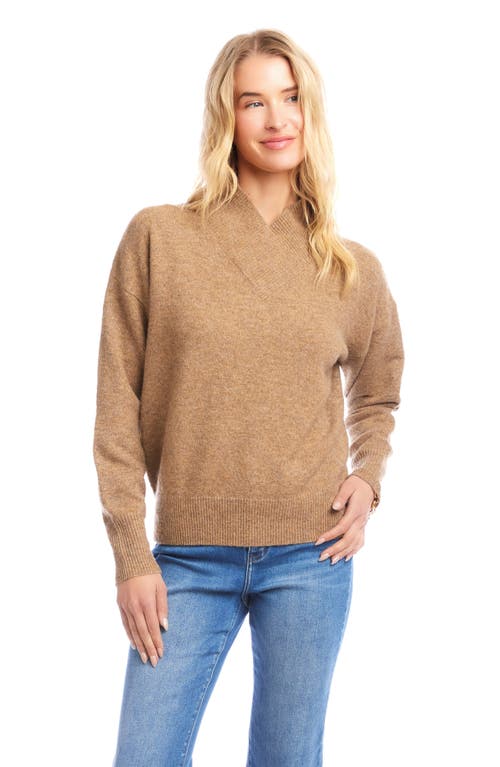 Karen Kane Crossover Collar Sweater In Brown