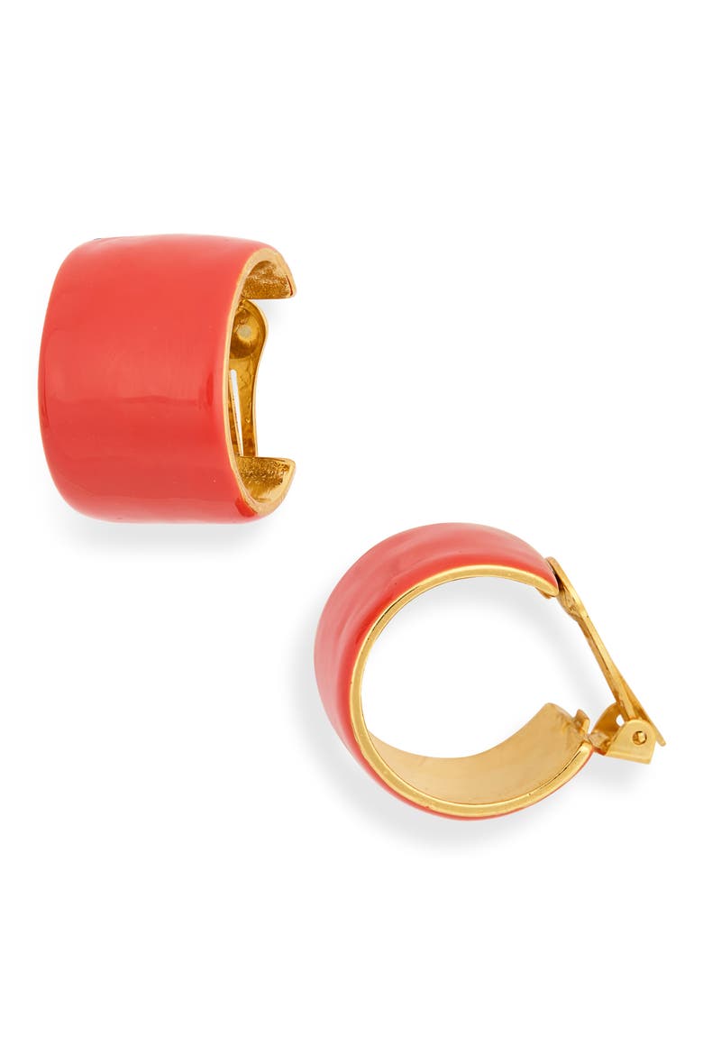 Round Clip-On Earrings, Main, color, MEDIUM CORAL