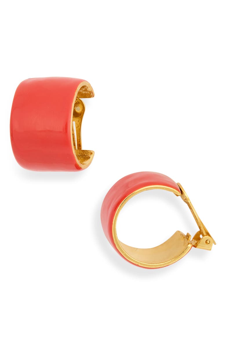 Kenneth Jay Lane Round Clip-On Earrings, Main, color, Medium Coral