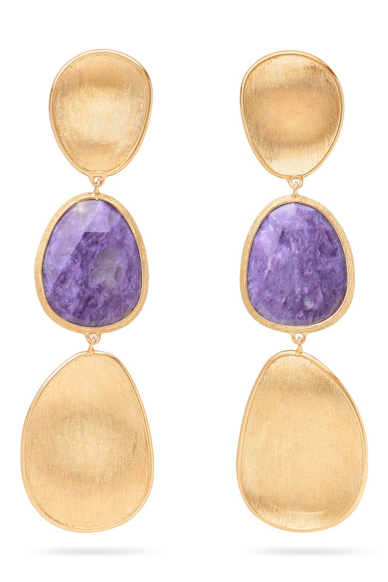 Lunaria Charoite Drop Earrings, Main, color, GOLD