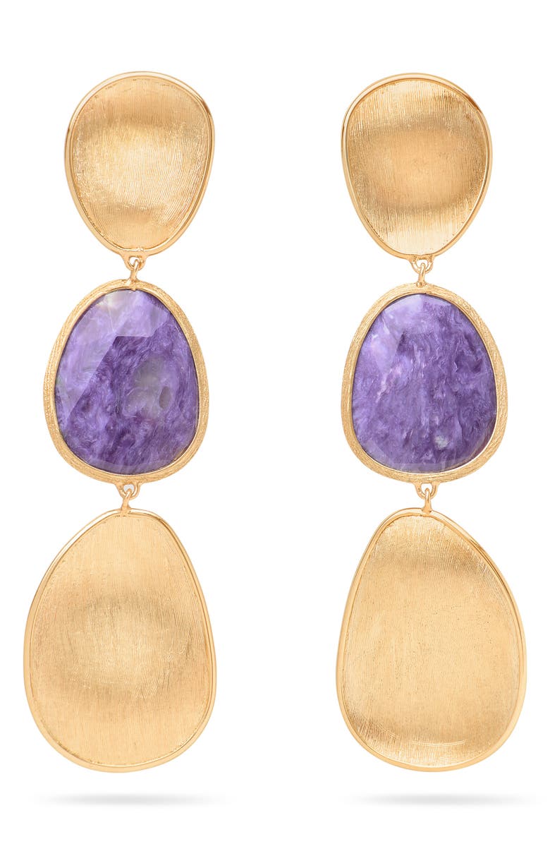 Marco Bicego Lunaria Charoite Drop Earrings, Main, color, Gold