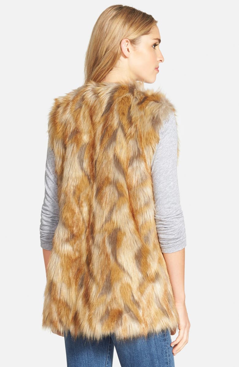 Bernardo Retro Patchwork Faux Fur Vest, Alternate, color, 