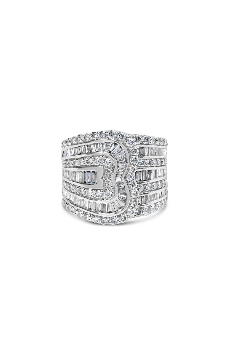 Haus of Brilliance 10K White Gold 2 1/2 Cttw Diamond Multi-Row Bypass Ring, Main, color, White