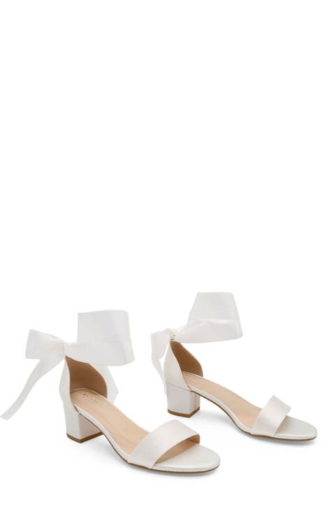 Naomi Satin Block Heel Sandal with Satin Wrapped Tie