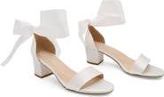 Kailee P Naomi Satin Block Heel Sandal with Satin Wrapped Tie