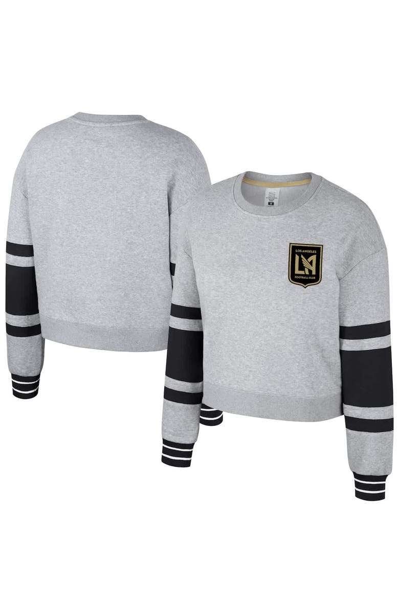 Stadium Essentials Women's Stadium Essentials Heather Gray LAFC Scrimmage Cropped Pullover Sweatshirt, Alternate, color, Heather Gray