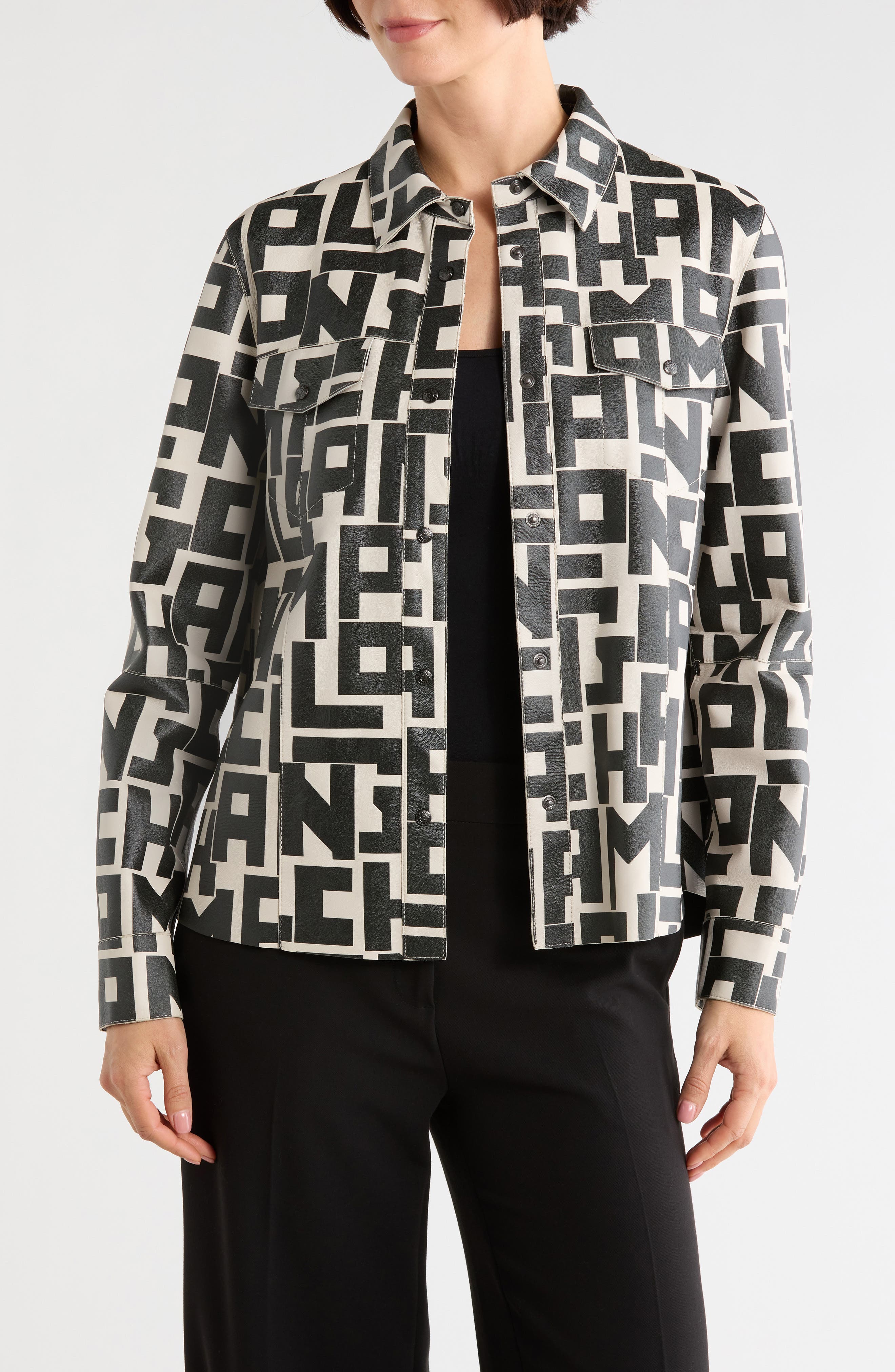 Longchamp Logo Print Leather Shirt