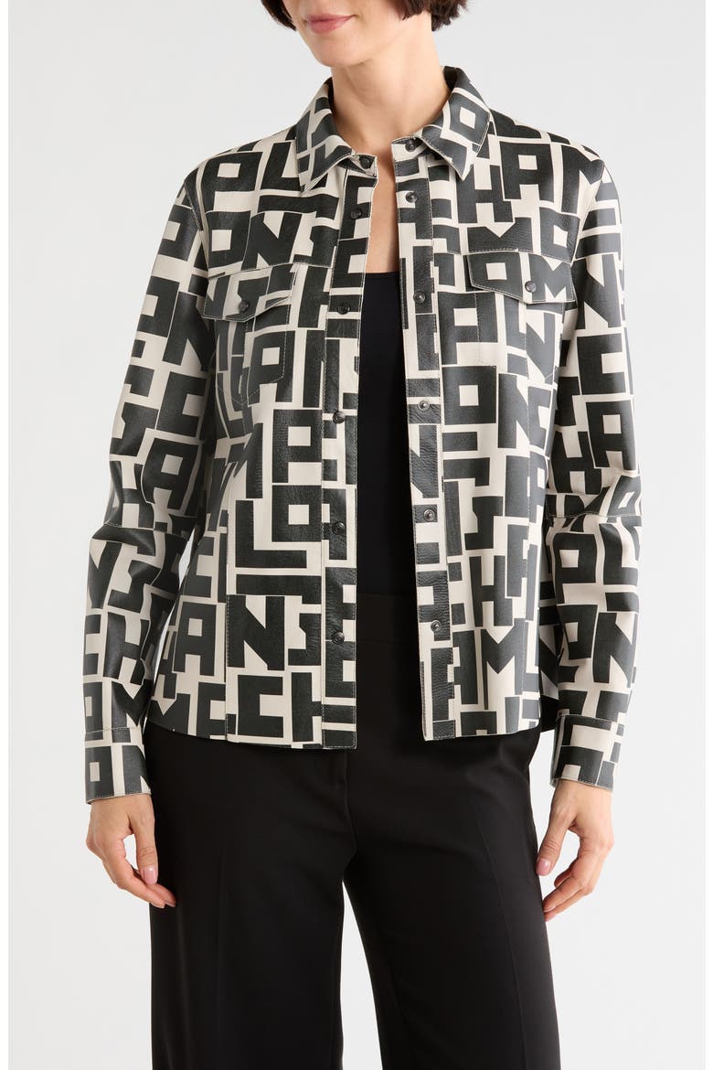 Logo Print Leather Shirt, Main, color, CHALK