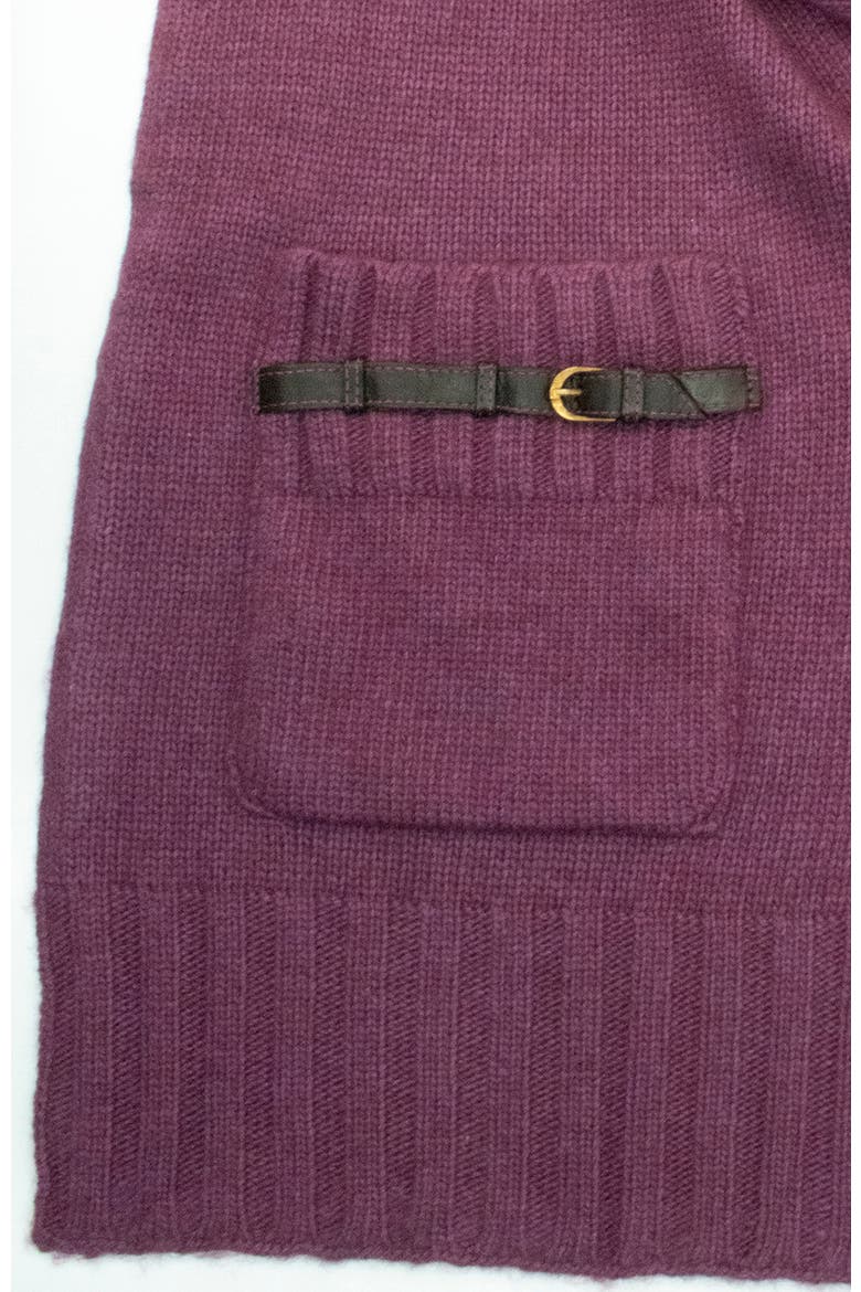 scarf with pocket and nappa belt, Alternate, color, DAMSON/TEAK