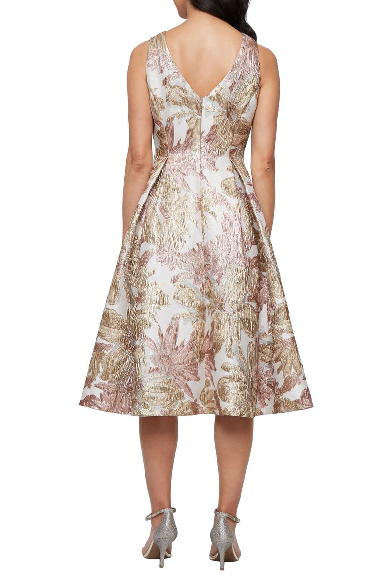 Floral Jacquard Fit & Flare Cocktail Dress, Alternate, color, TAUPE MULTI