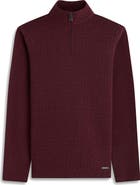 Bugatchi Waffle Quarter Zip Cotton Blend Pullover