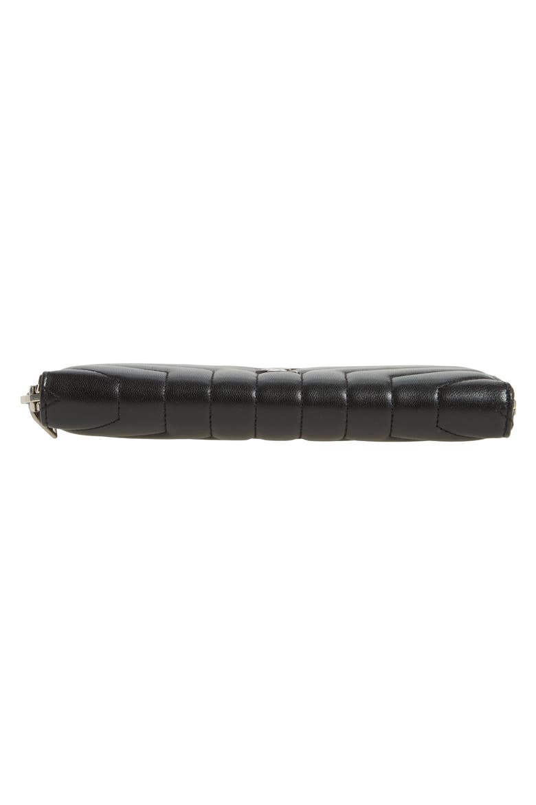 Loulou Matelassé Leather Zip-Around Wallet, Alternate, color, NOIR