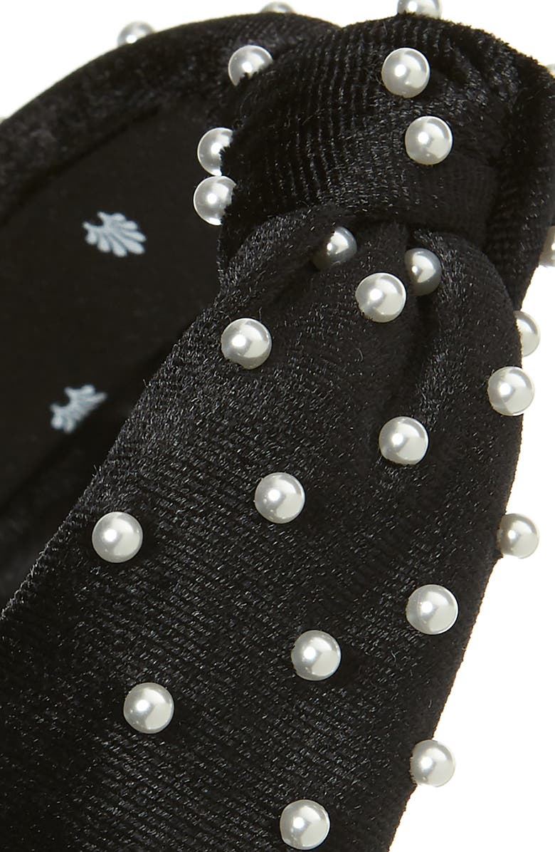 Lele Sadoughi Petite Imitation Pearl Embellished Velvet Headband, Alternate, color, 