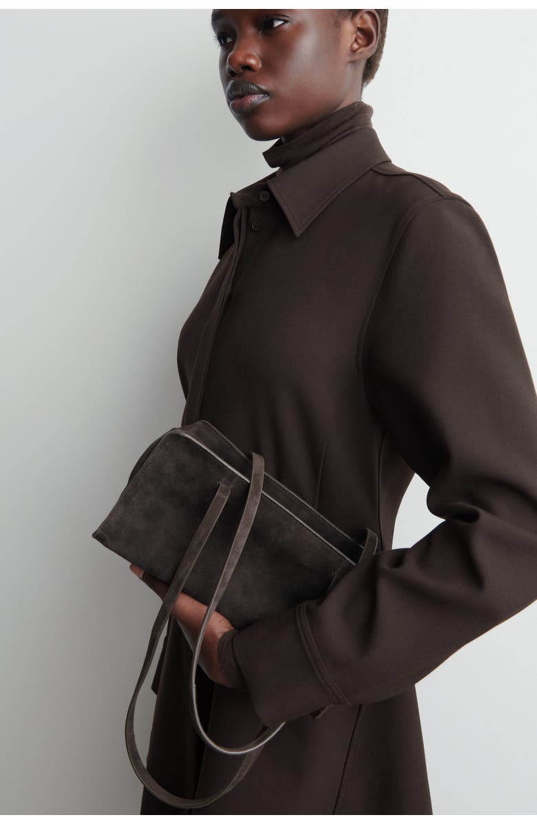 COS Long-Sleeved Mini Shirt Dress, Alternate, color, Dark Brown