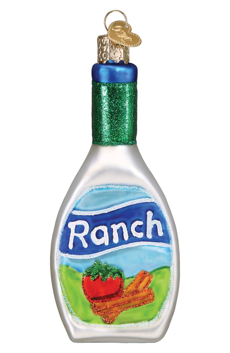 Old World Christmas Ranch Dressing Glass Ornament, Main, color, White/ Green/ Blue