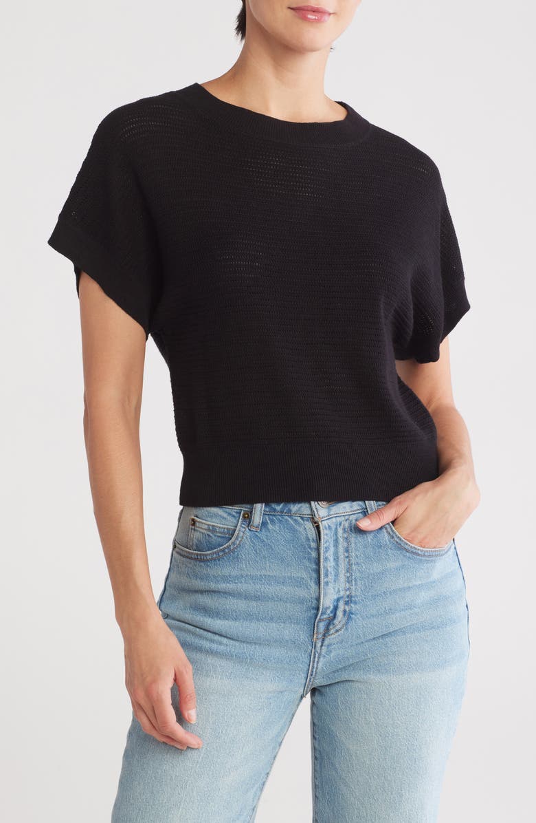 INDUSTRY REPUBLIC CLOTHING Open Stitch Short Sleeve Sweater, Main, color, 