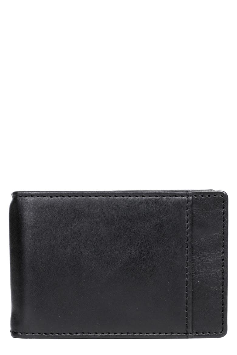Front Pocket Clip Flip Leather Wallet, Main, color, BLACK