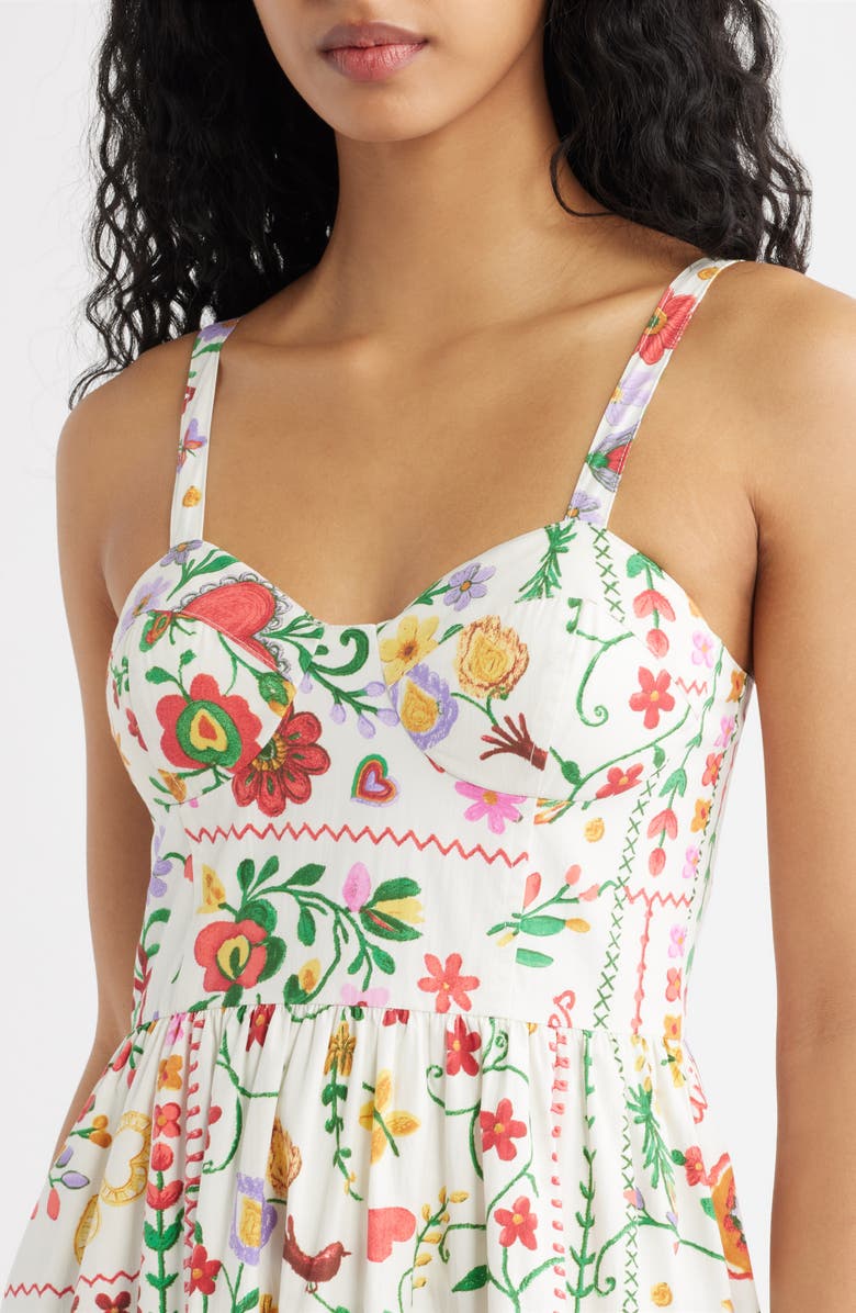 MOON RIVER Floral Cotton Midi Sundress, Alternate, color, Off White Multi