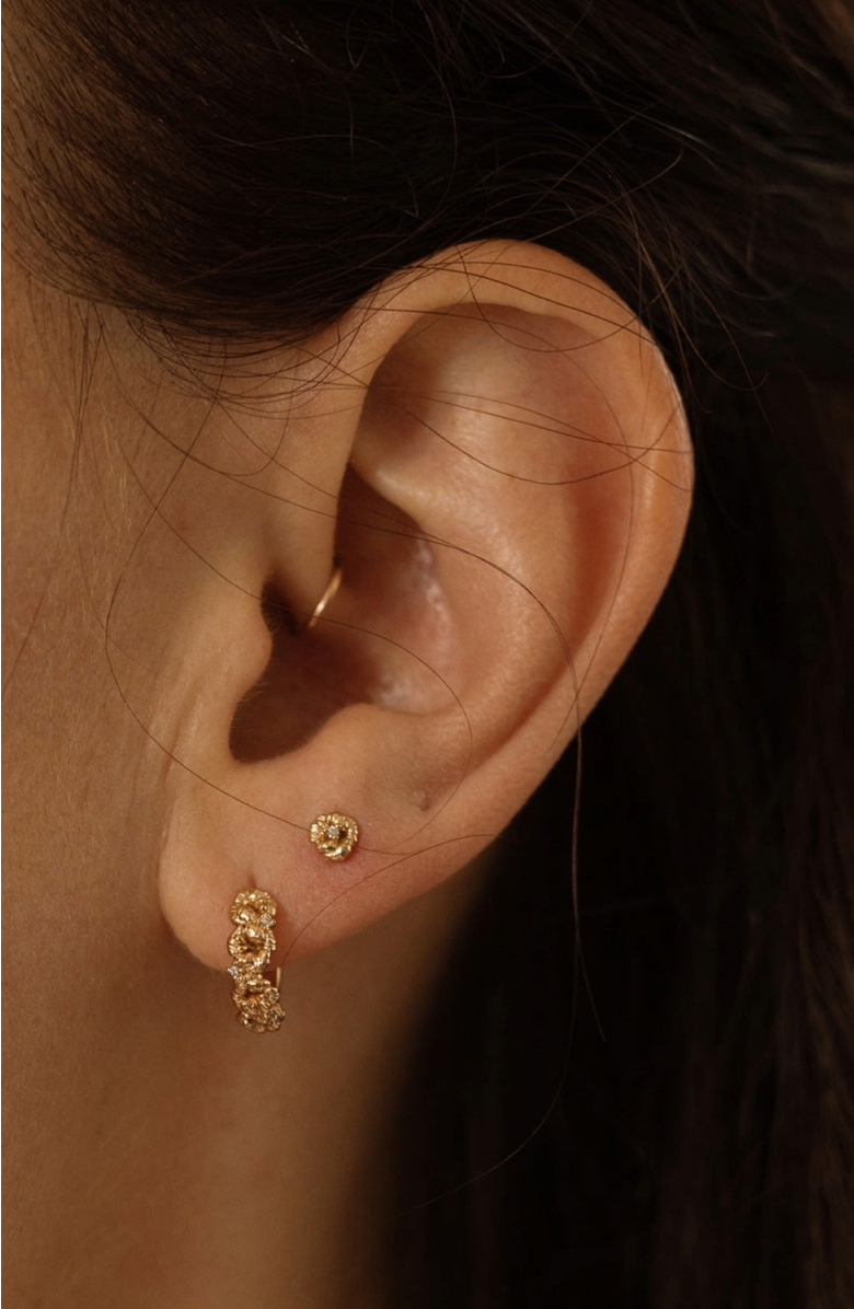 MADE BY MARY CZ Birth Flower Stud Earrings, Alternate, color, February - Gold Vermeil