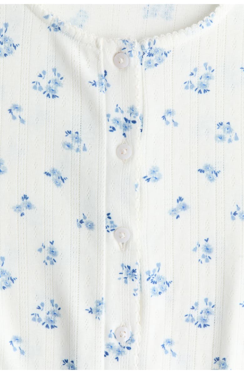 H&M Pointelle Jersey Cardigan, Alternate, color, White/Blue Floral