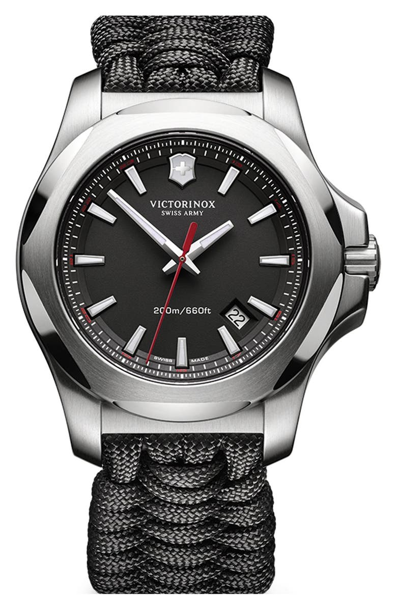 Victorinox Swiss Army<sup>®</sup> 'I.N.O.X.' Paracord Strap Watch, 43mm, Main, color, 