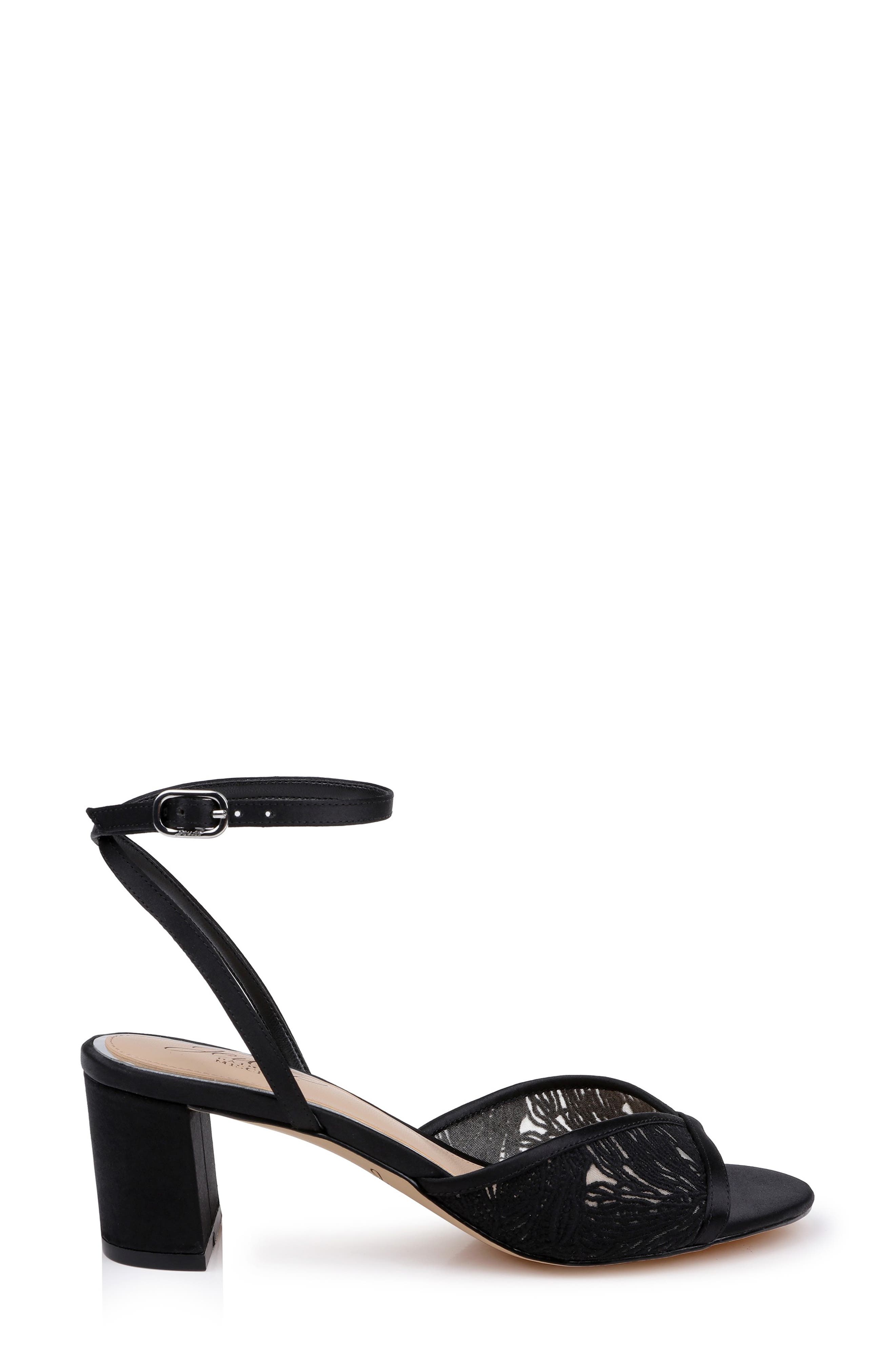 Jewel Badgley Mischka Zaira Ankle Strap Sandal, Alternate, color, Black Satin