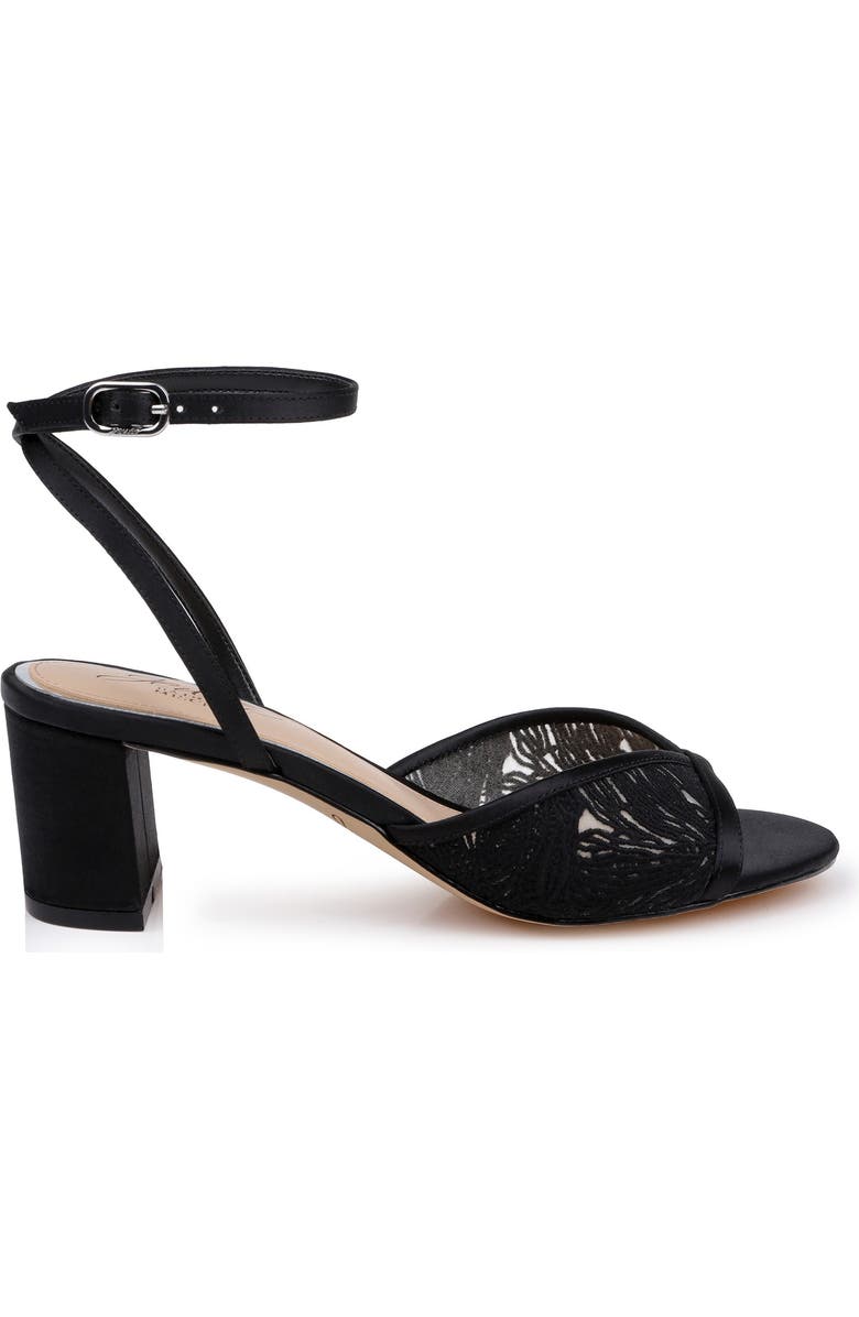 Jewel Badgley Mischka Zaira Ankle Strap Sandal, Alternate, color, Black Satin