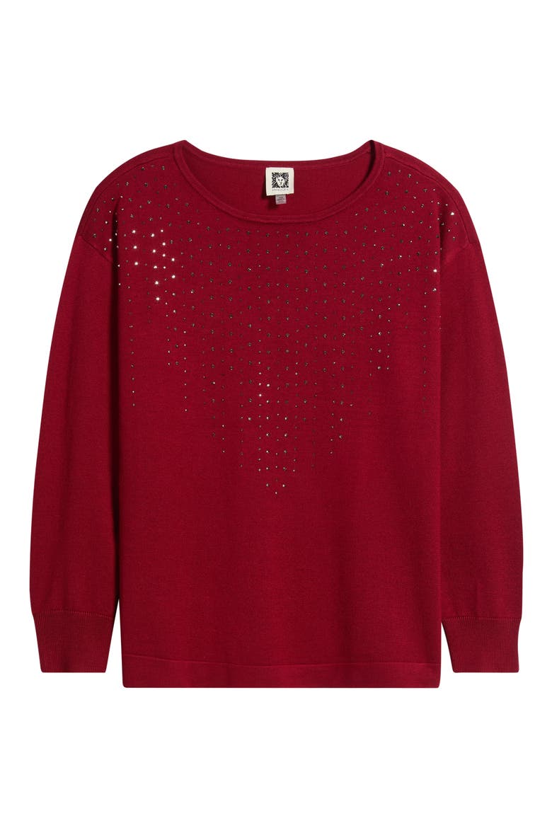 Beaded Bateau Neck Sweater, Alternate, color, TITIAN RED