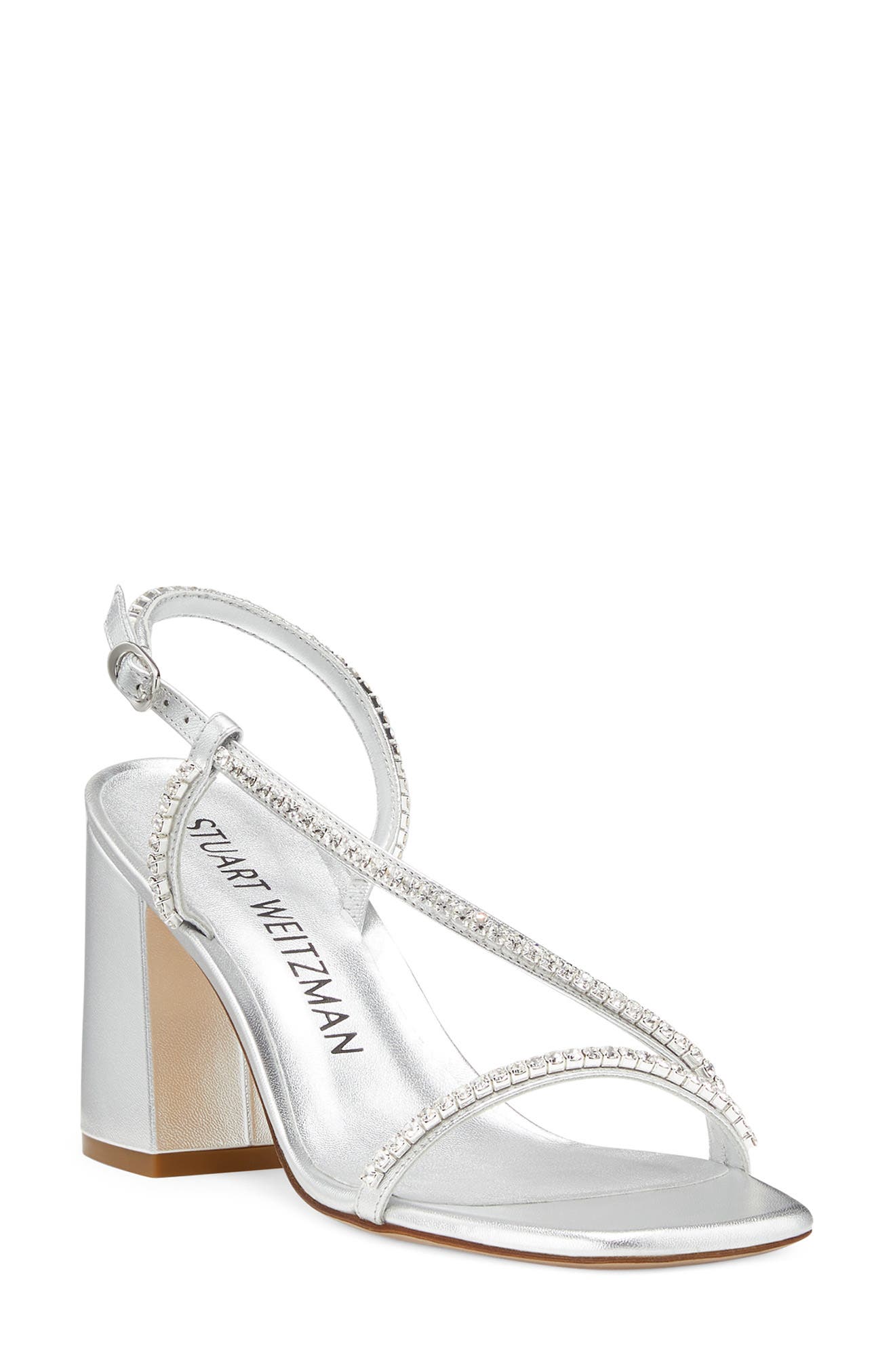 Stuart Weitzman Soiree Crystal 85 Block Sandal, Main, color, 