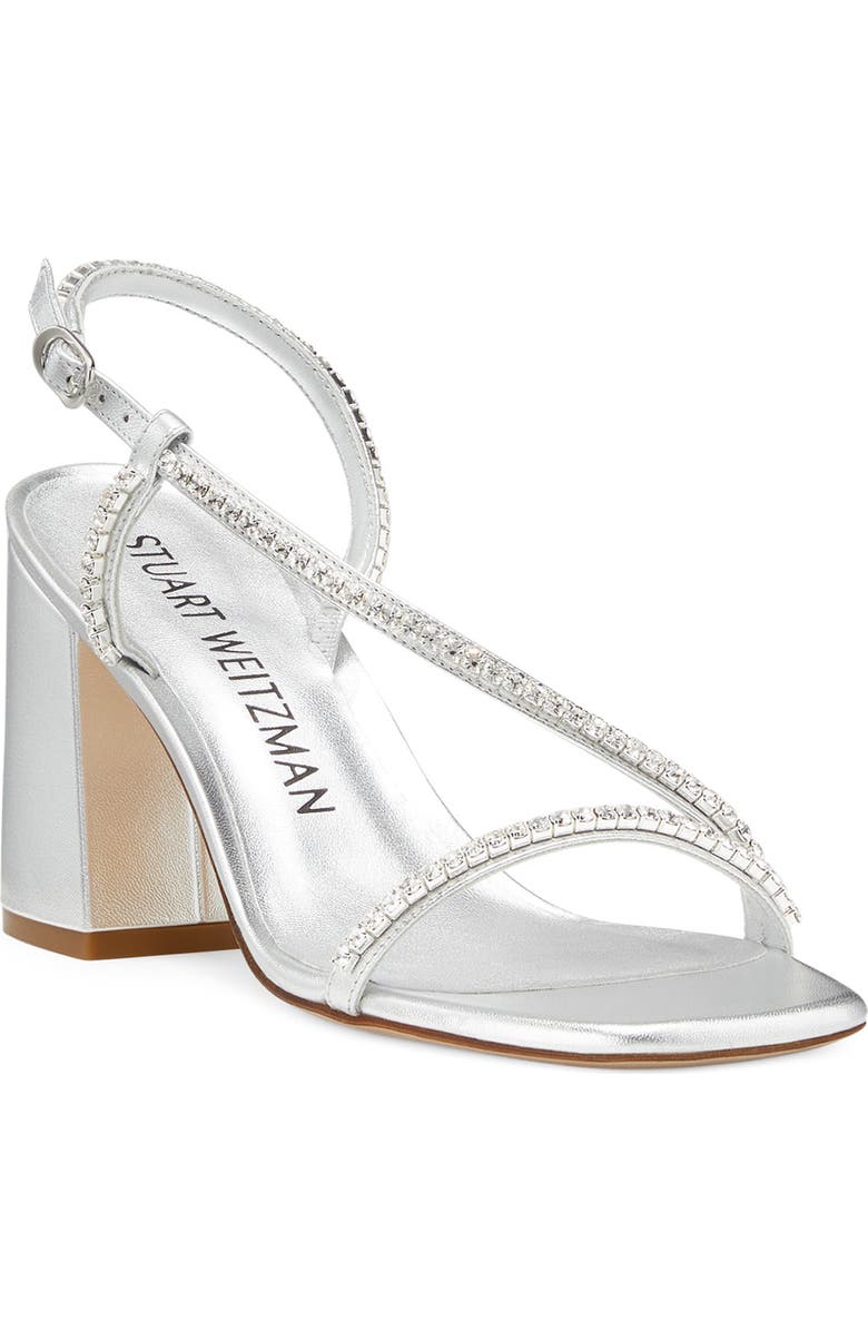 Stuart Weitzman Soiree Crystal 85 Block Sandal, Main, color,