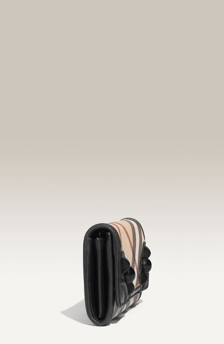 Burberry Studded Check Print Flap Wallet, Alternate, color,