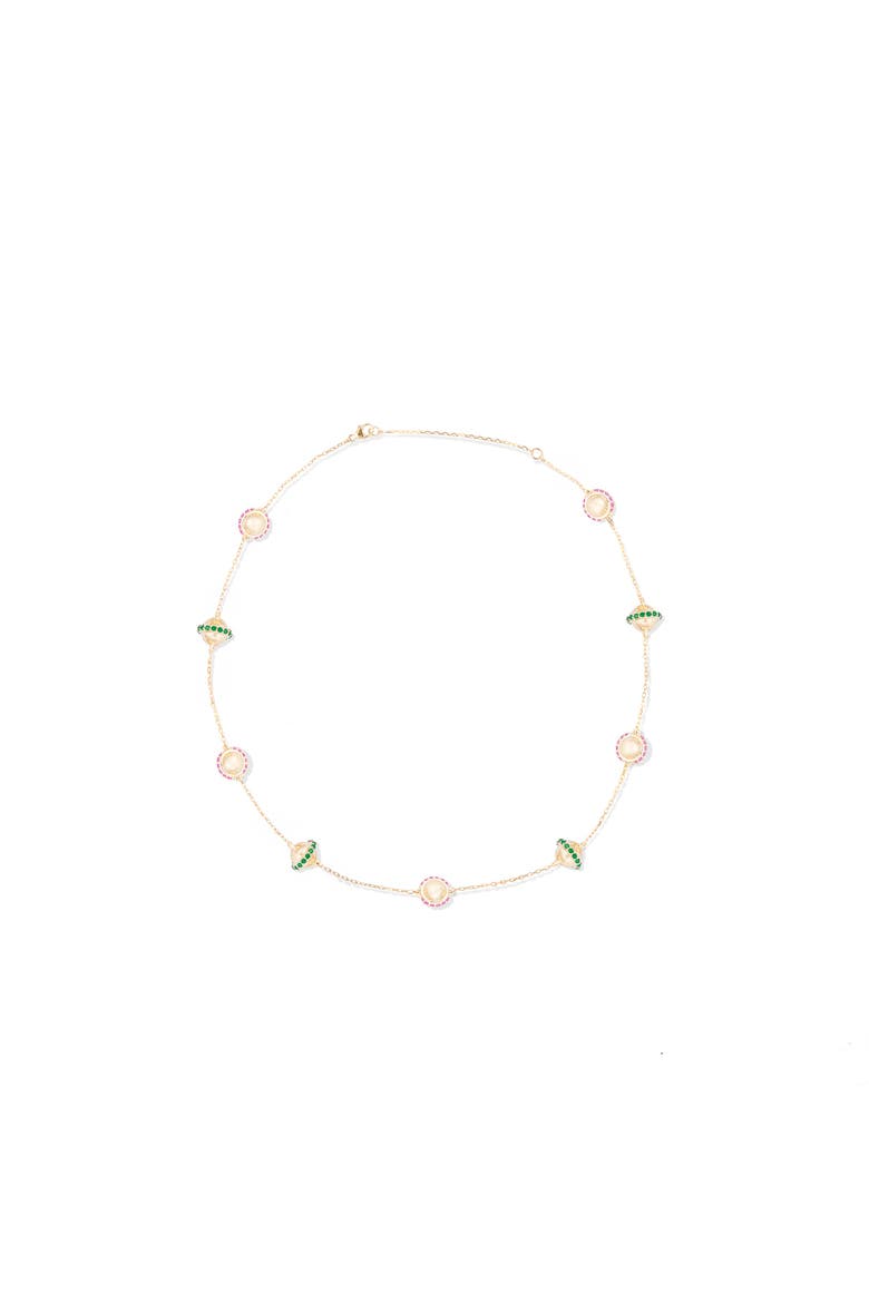 Revel Bead Station Necklace, Main, color, Tsavorite & Rhodolite