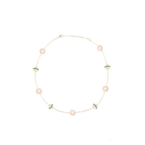 Campbell + Charlotte Revel Bead Station Necklace In Gold