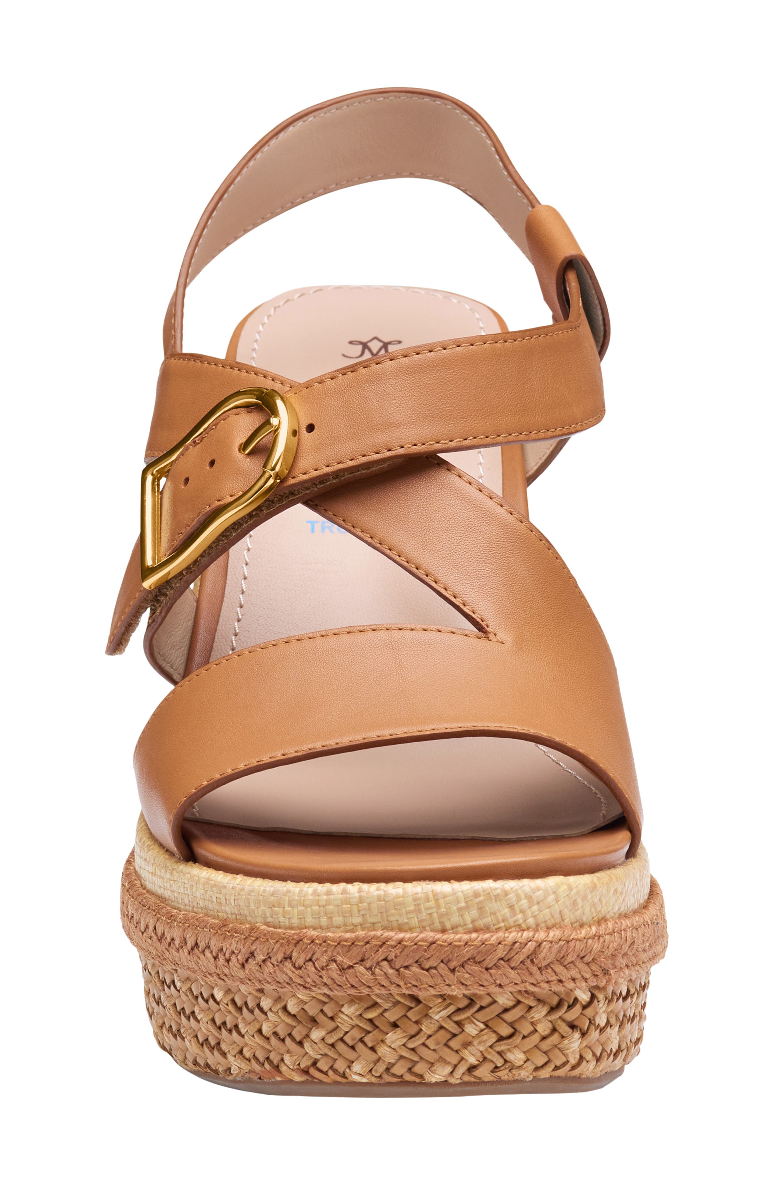 Johnston & Murphy Addison Asymmetric Slingback Platform Wedge Sandal, Alternate, color, Cognac Nappa Leather