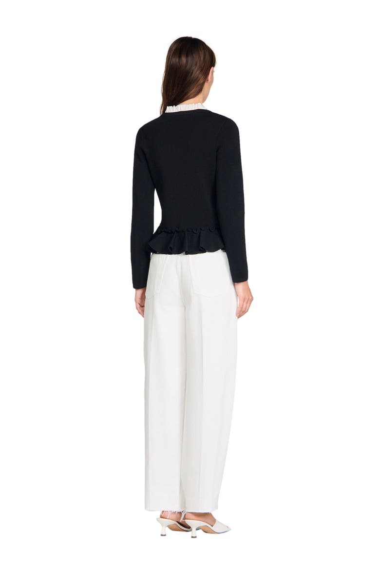 Victorian collar cardigan, Alternate, color, Black