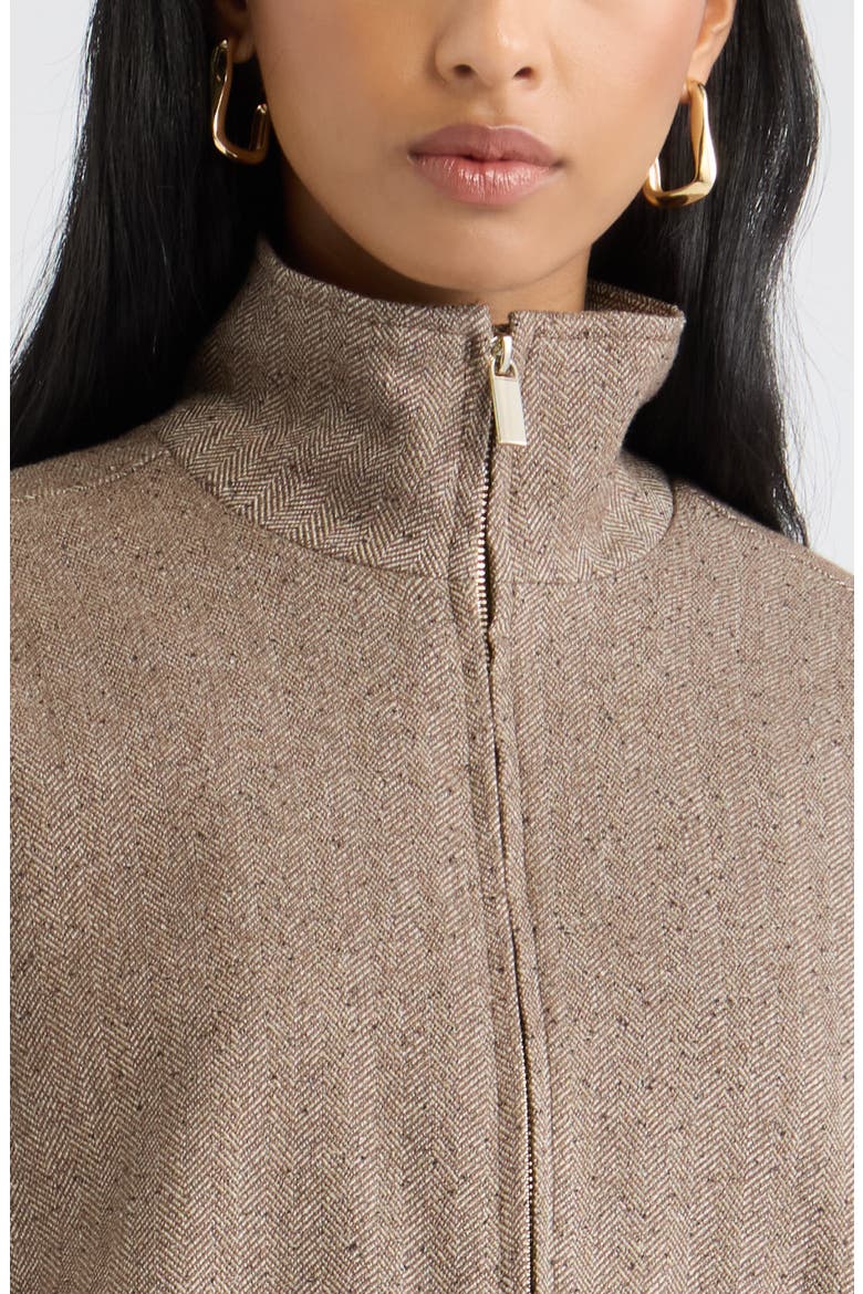 Herringbone Bomber Jacket, Alternate, color, BROWN TWEED
