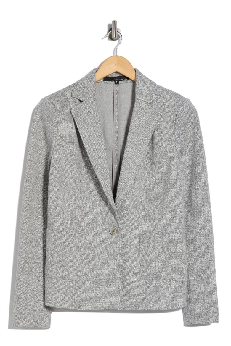 Notch Lapel Brushed Ribbed Blazer, Alternate, color, GREY