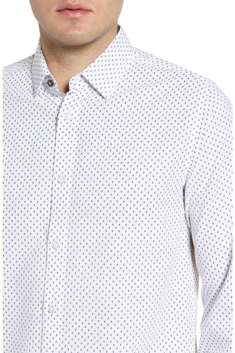 Figtre Slim Fit Print Sport Shirt, Alternate, color, WHITE