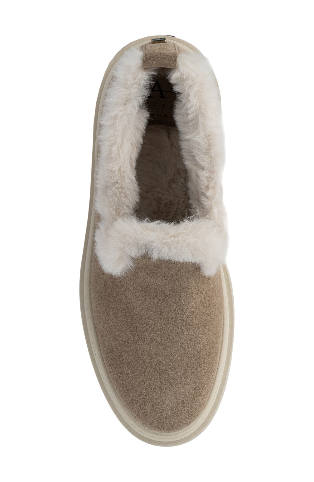 Letty Faux Fur Lined Slip-On Shoe, Alternate, color, DARK TAUPE/ WHITE